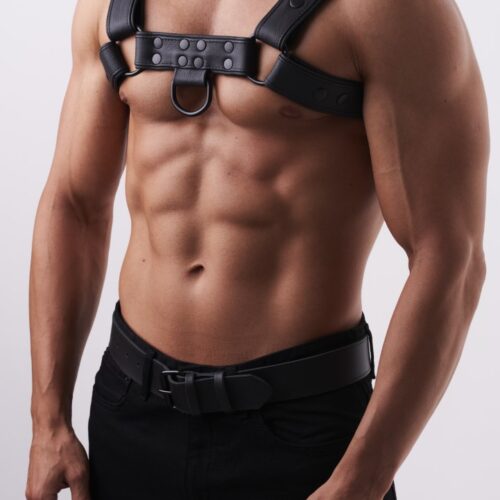 Soft Leather Chest Harness Black
