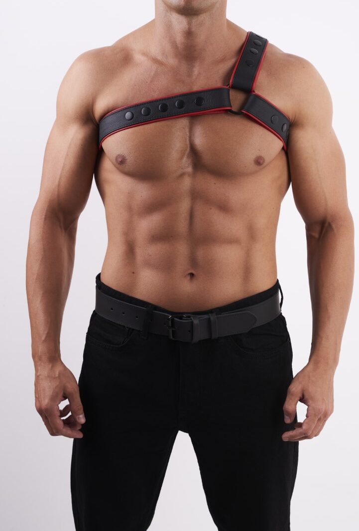 0402 b2c_1 Soft Leather Chest Harness Y Red