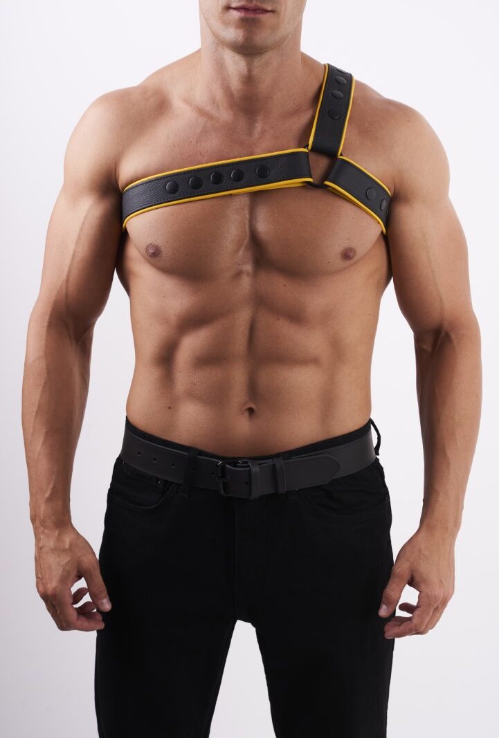 0404 b2c_1 Soft Leather Chest Harness Y Yellow