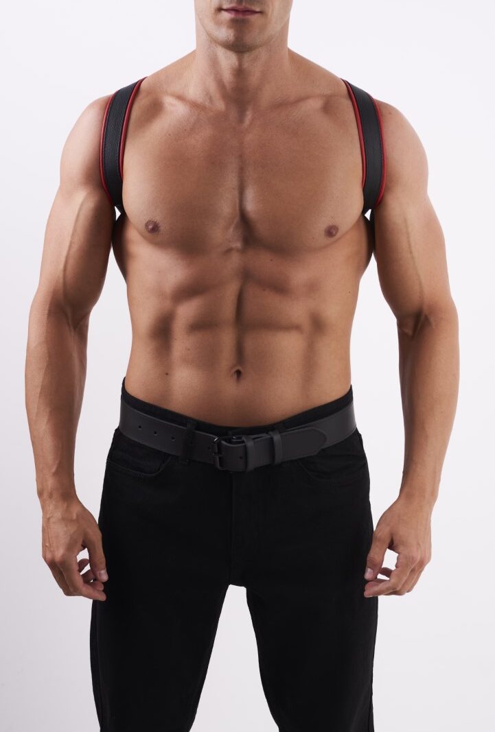 0502 b2c_1 Soft Leather Shoulder Harness Red
