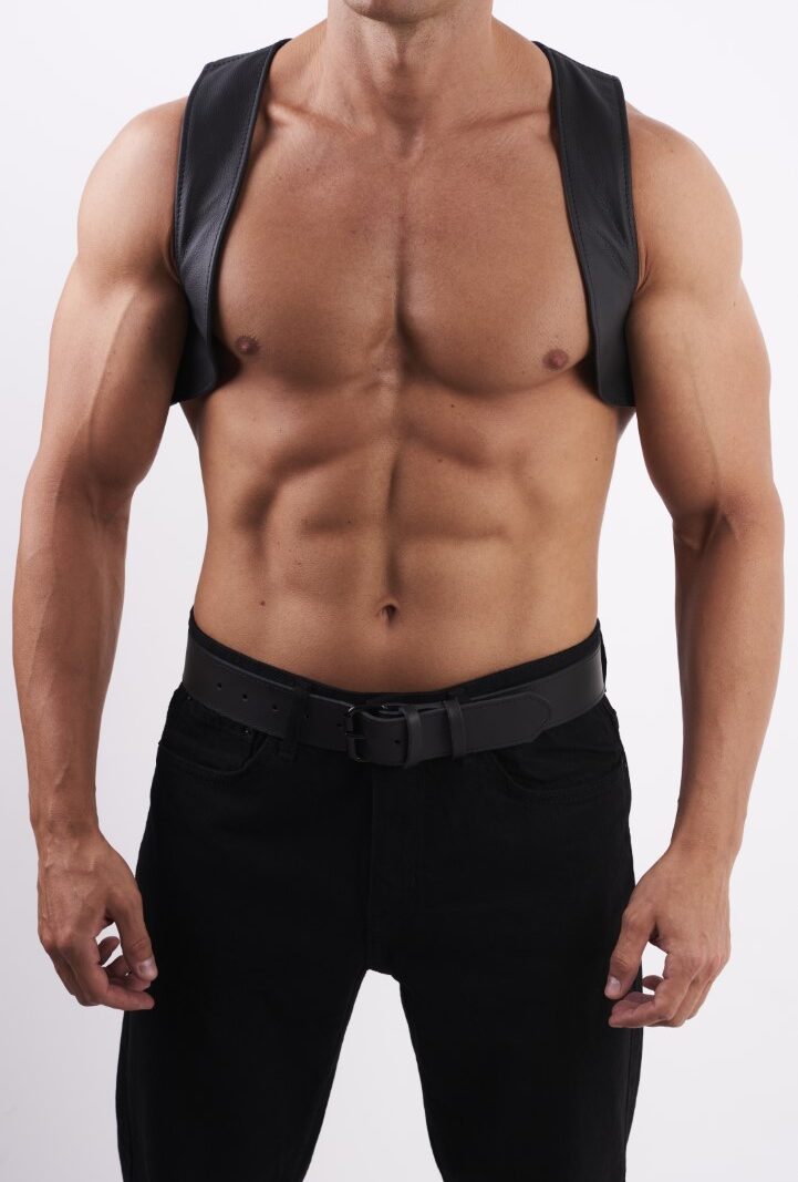 Leather Vest Short Black