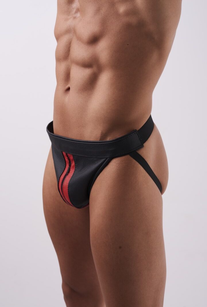 Leather Jock Zipper Red