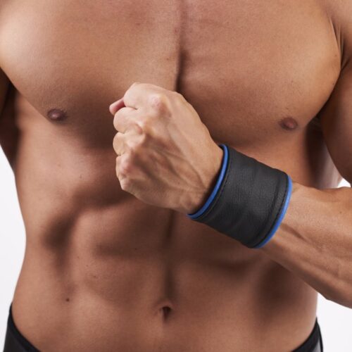 1403 b2c_1 Soft Leder Armband/Geldbörse Schwarz/Blau