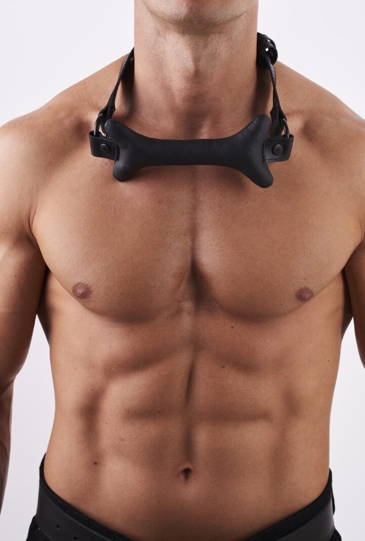 Leather Bone Gag Black