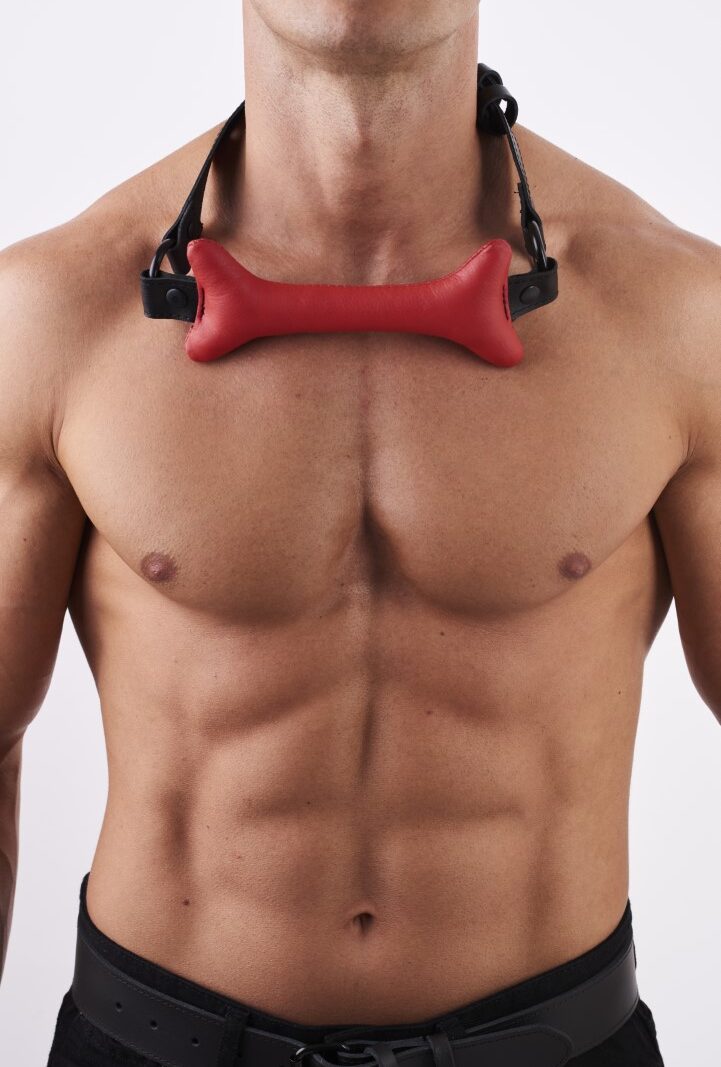 Leather Bone Gag Red