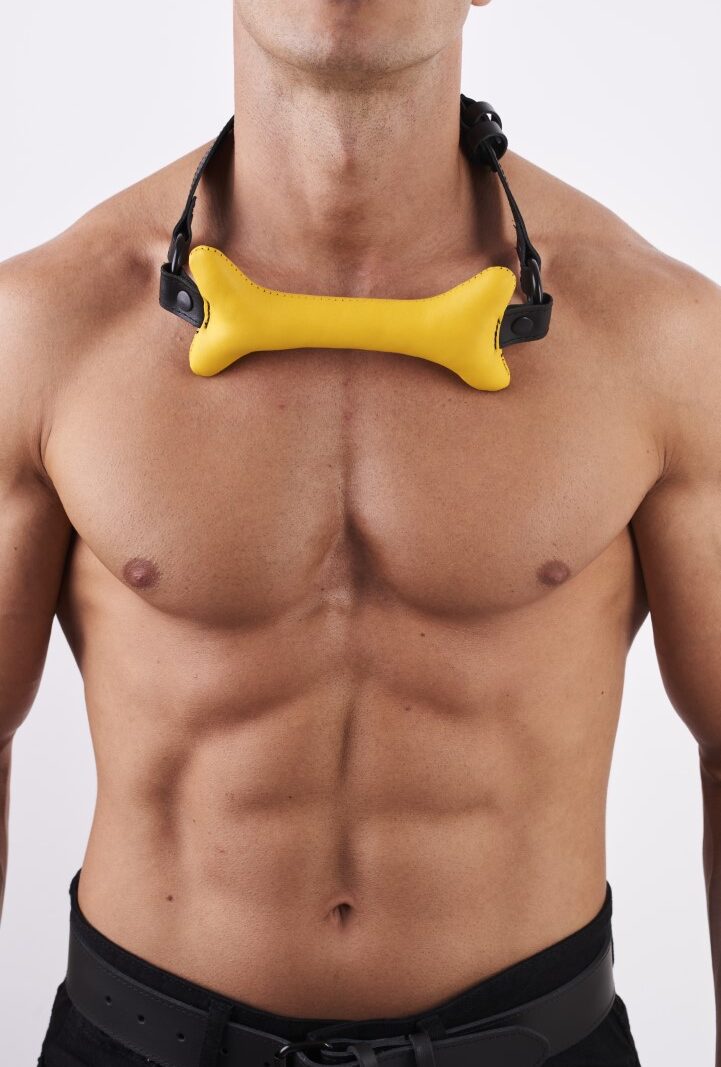 Leather Bone Gag Yellow