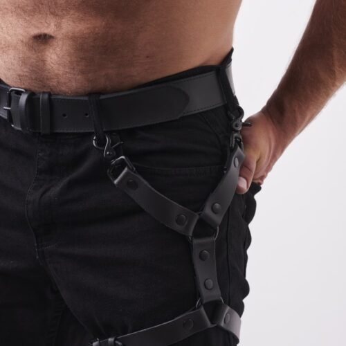 Leather Leg Harness Black