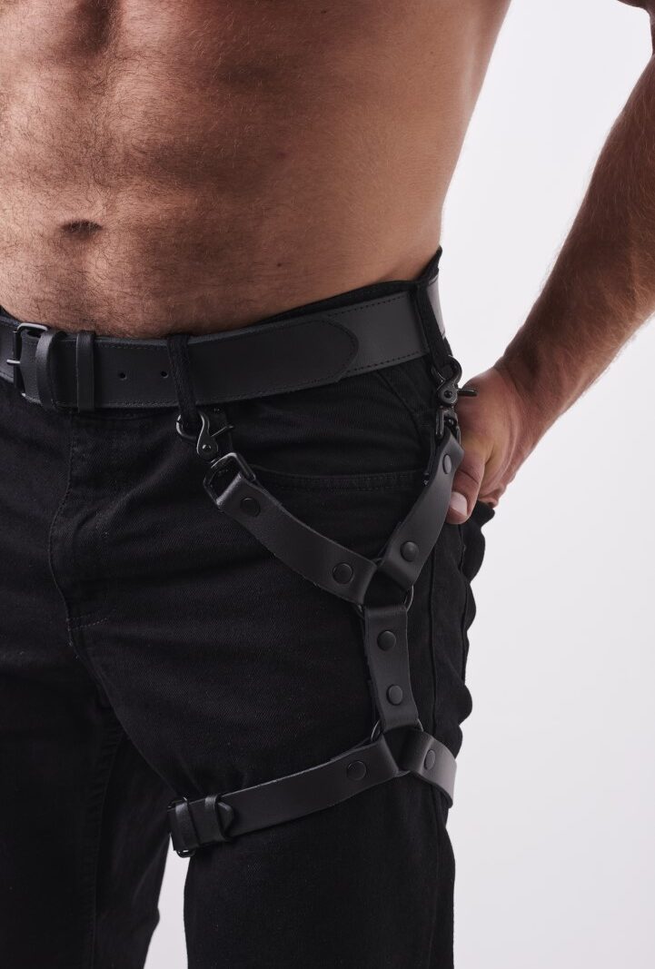 Leather Leg Harness Black