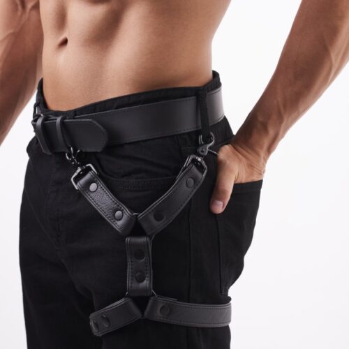 Soft Leather Leg Harness Black