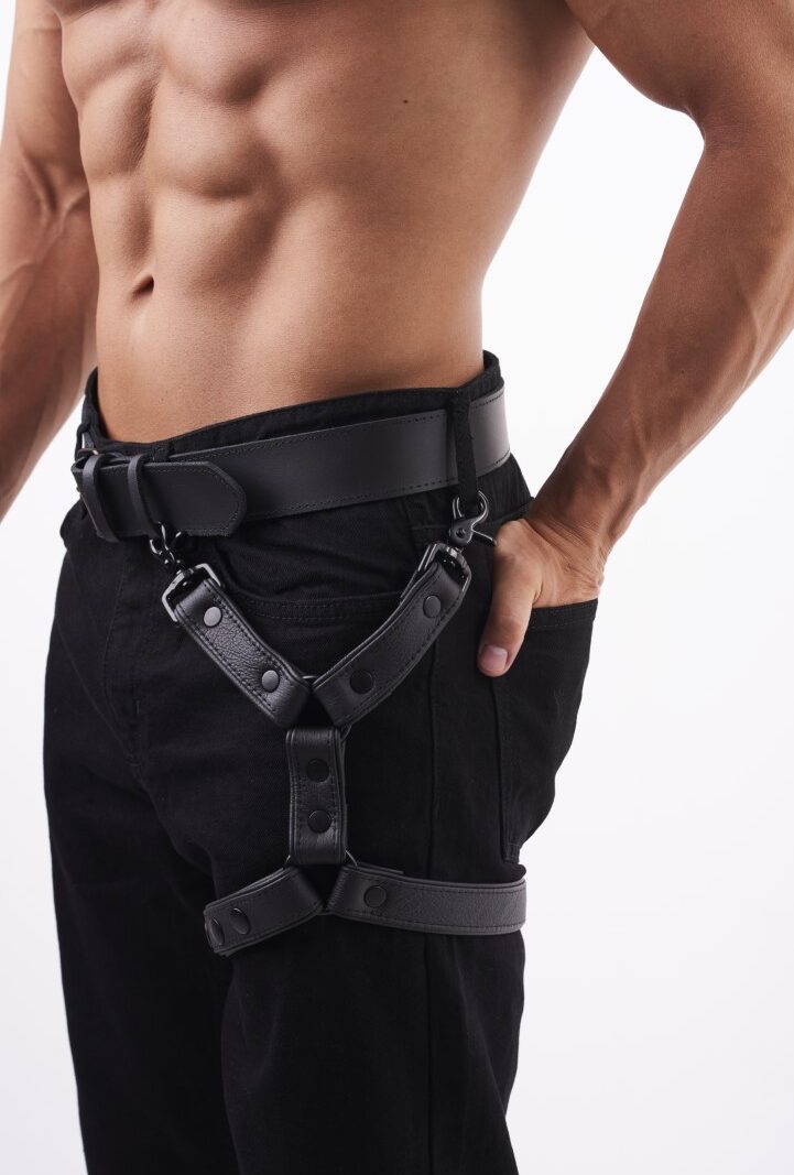 Soft Leather Leg Harness Black