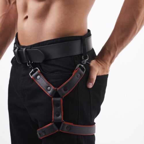 Soft Leather Leg Harness Red