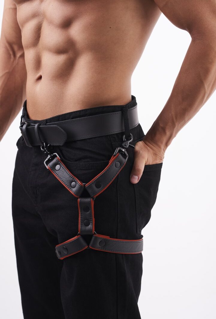 Soft Leather Leg Harness Red
