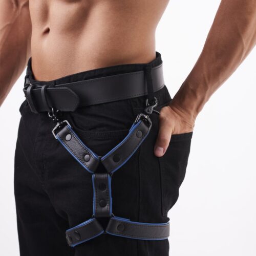 Soft Leather Leg Harness Blue