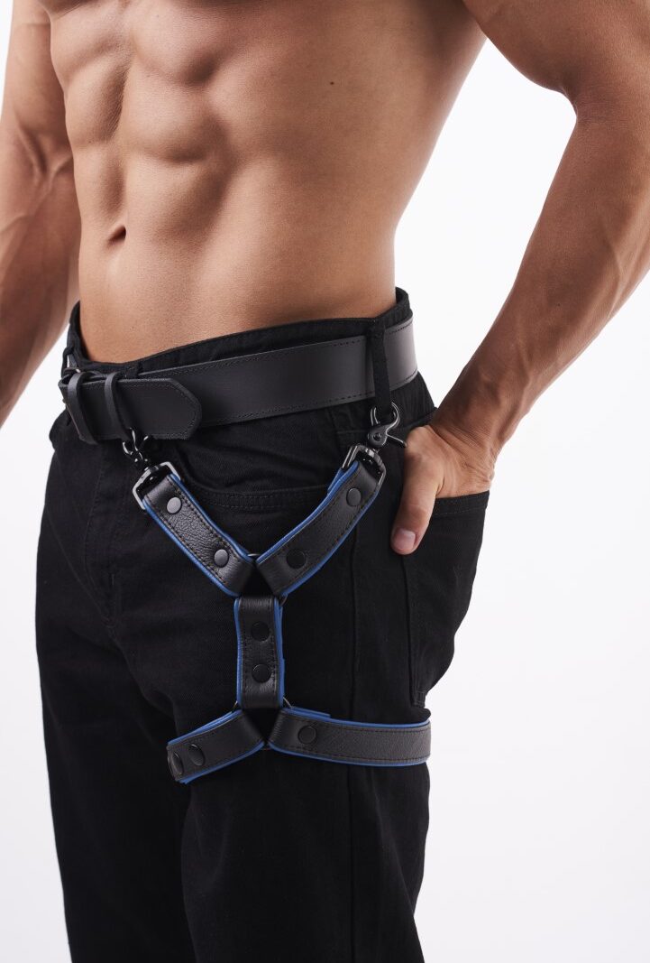 Soft Leather Leg Harness Blue