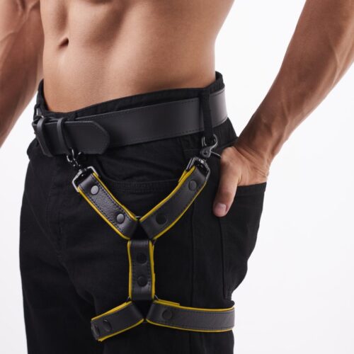 Soft Leather Leg Harness Yellow