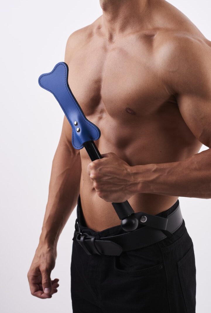 Leather Bone Paddle Blue