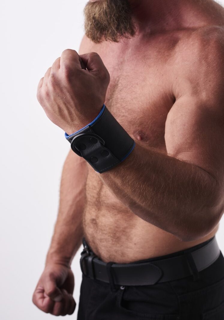 Leather Wristband/Handcuff Blue