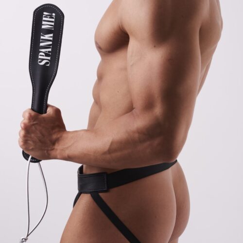 Leather Paddle "SPANK ME!" White