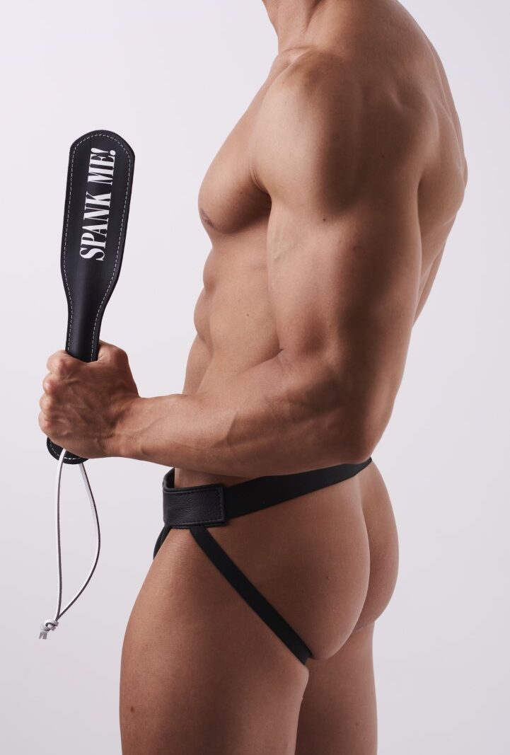 Leather Paddle "SPANK ME!" White
