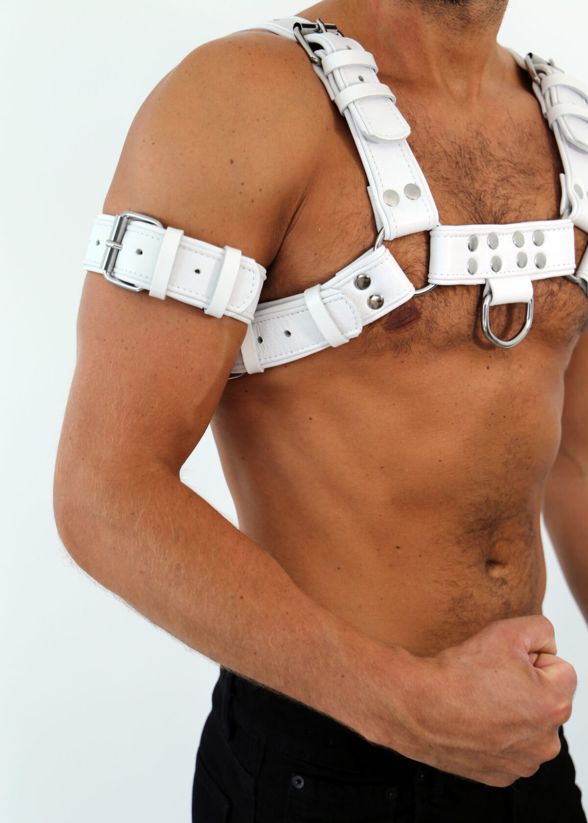 3805 b2c (4) Leder Brust Harness Weiß "DR. LEE Line"