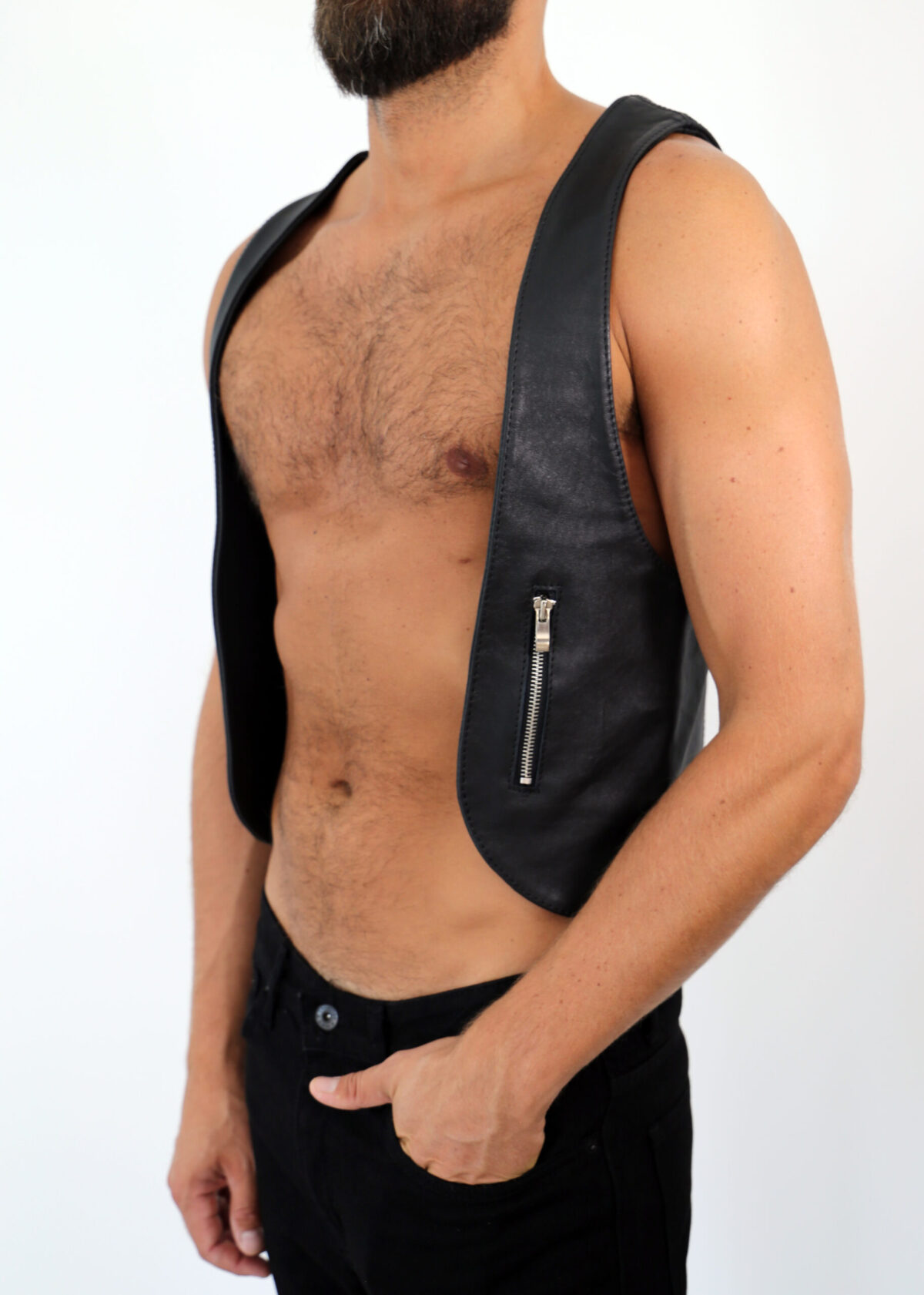 Leather Vest Black "DR. LEE Line"