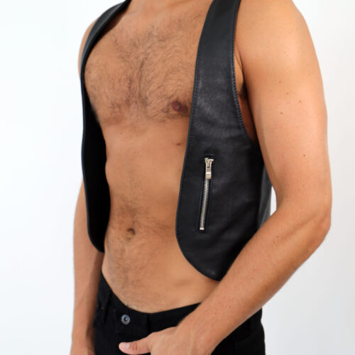 Leather Vest Black "DR. LEE Line"