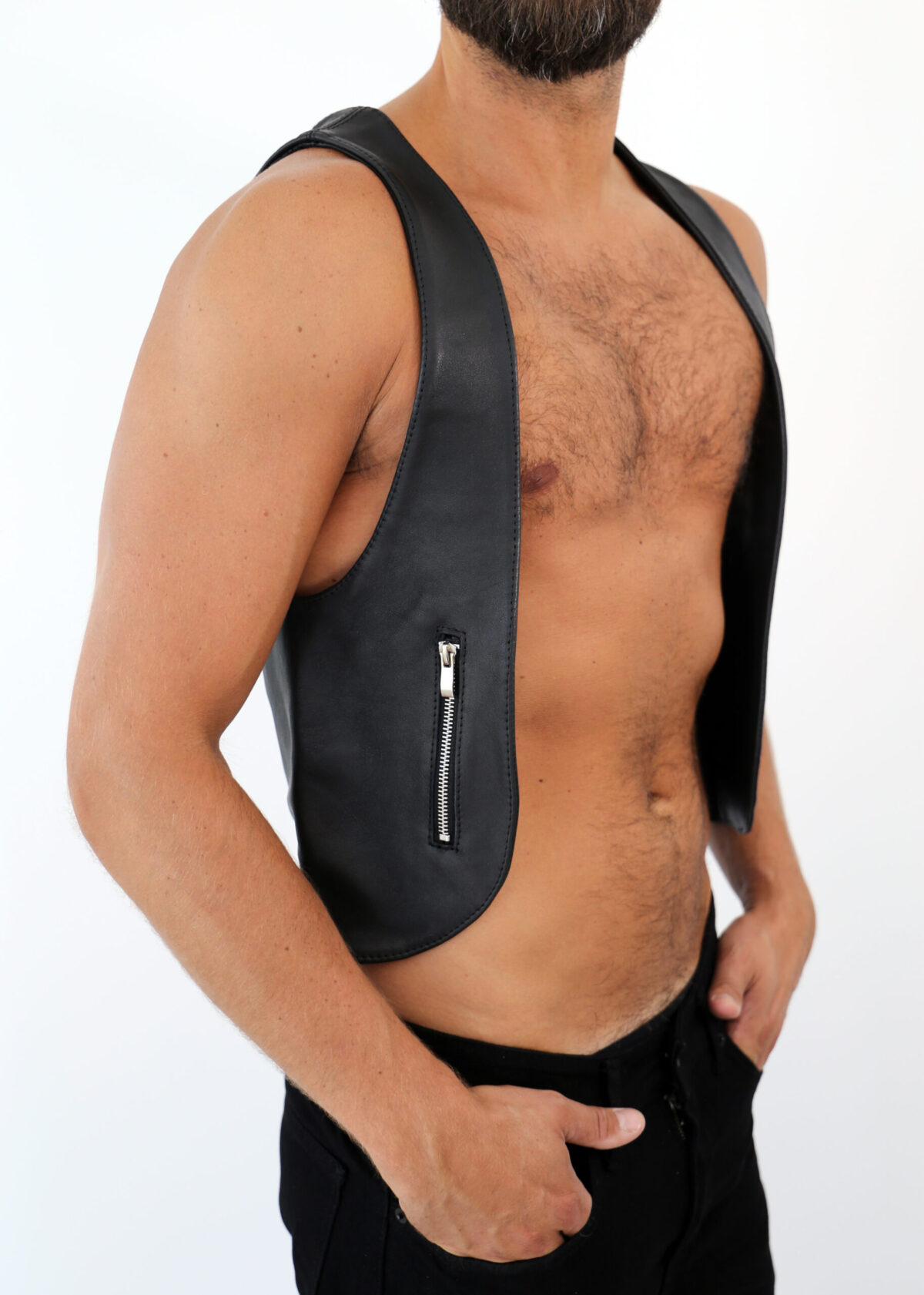 Leather Vest Black "DR. LEE Line"