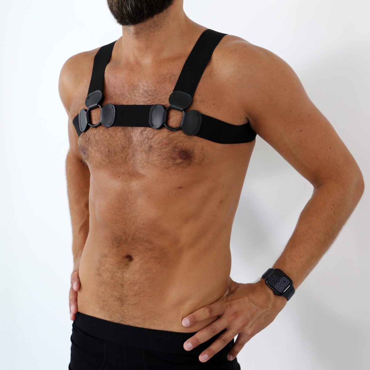 Rubber Chest Harness Black