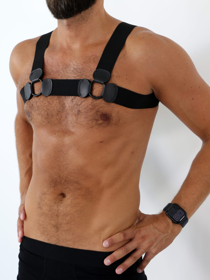 Rubber Chest Harness Black