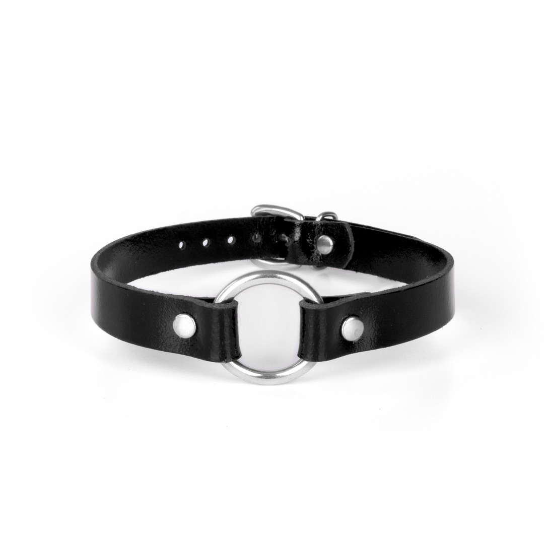 10001S-b2c_4 Leather choker black/silver 'small'
