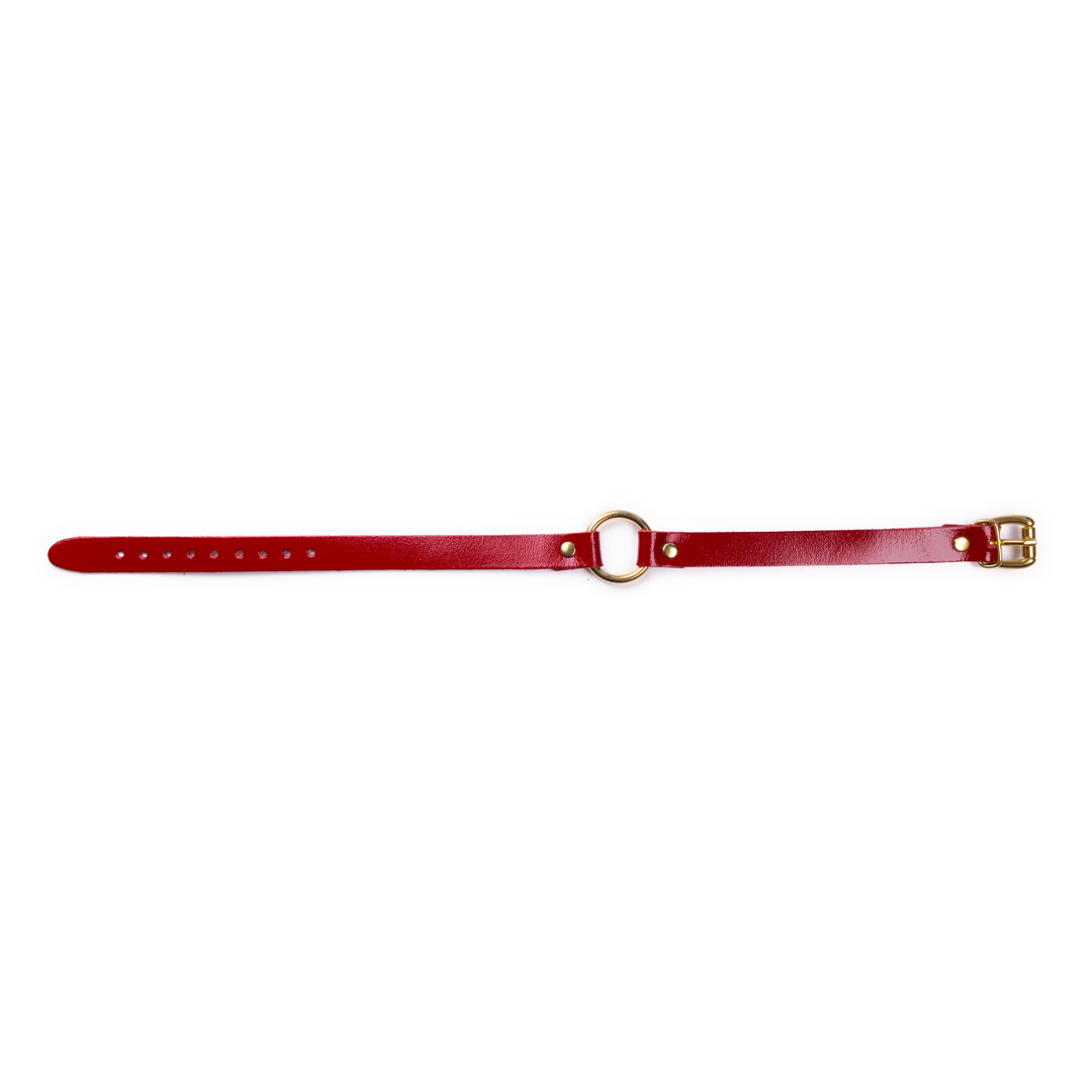 10002G-b2c_5 Leather choker cherry/gold 'small'