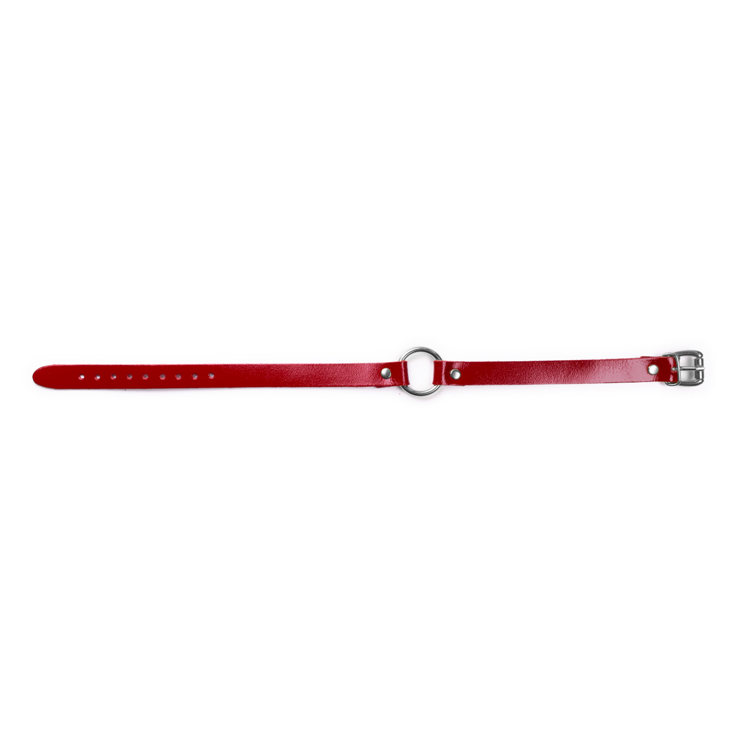 10002S-b2c_5 Lederhalsband Kirsch/Silber 'klein'