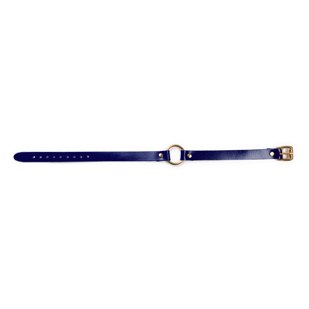 Leather choker indigo/silver 'small'