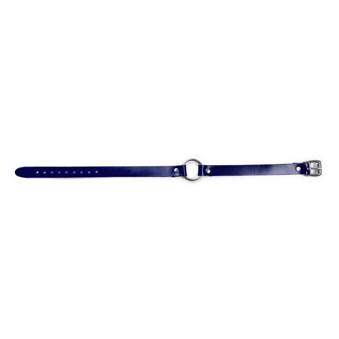 10003S-b2c_4 Leather choker indigo/silver 'small'