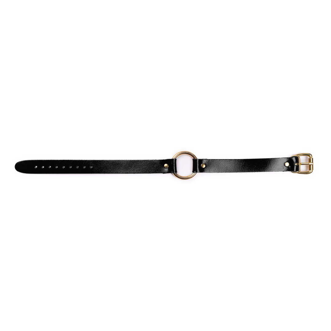 10101G-b2c_5 Leather choker black/gold 'medium'
