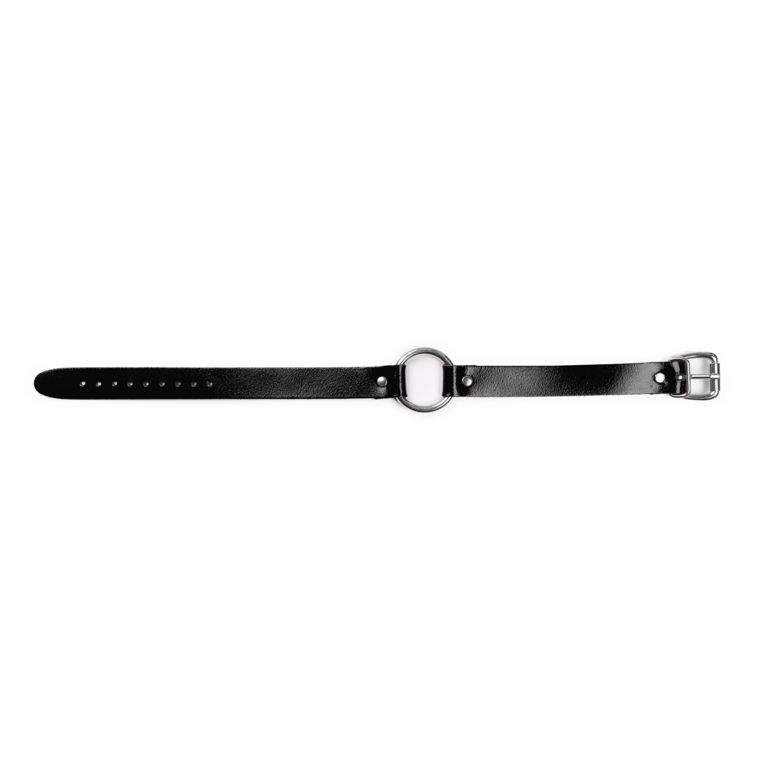 10101S-b2c_4 Lederhalsband schwarz/silber 'mittel'