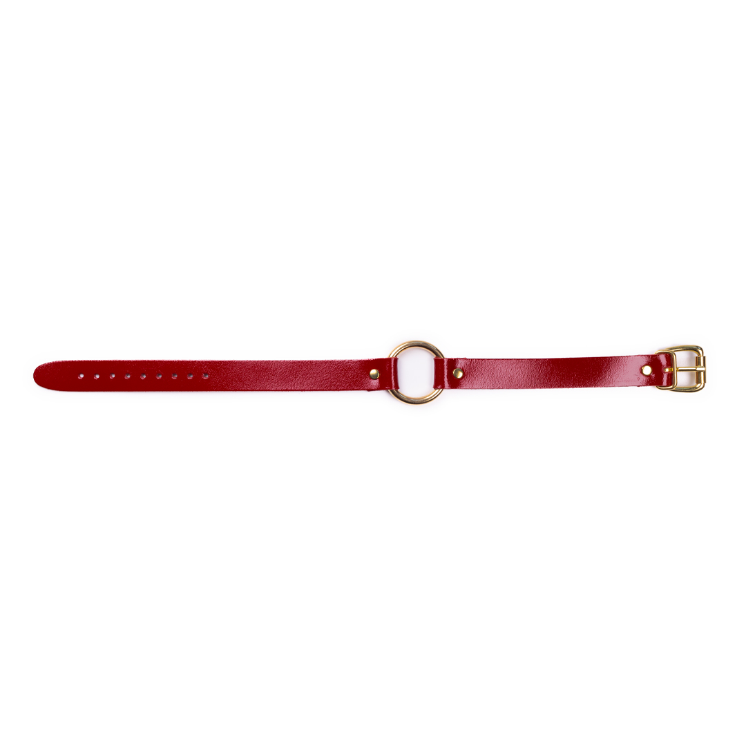 10102G-b2c_4 Leather choker cherry/gold 'medium'