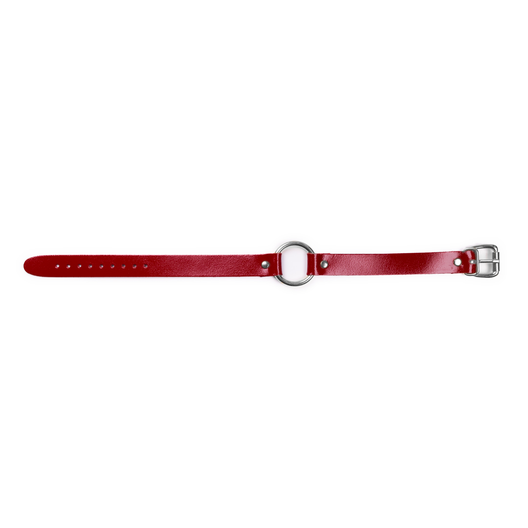 Lederhalsband Kirsch/Silber 'mittel'