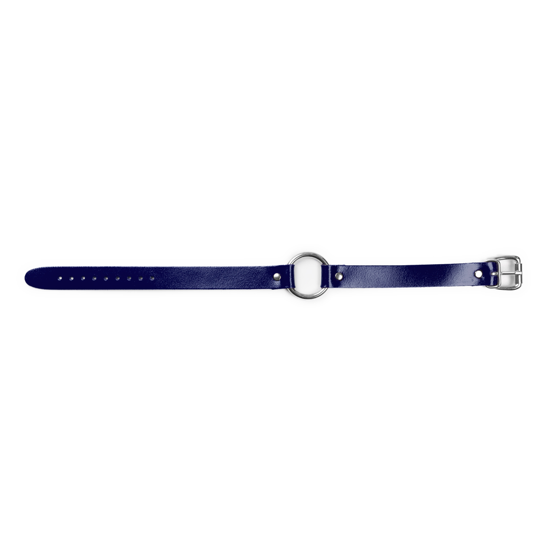 Lederhalsband Indigo/Silber 'mittel'