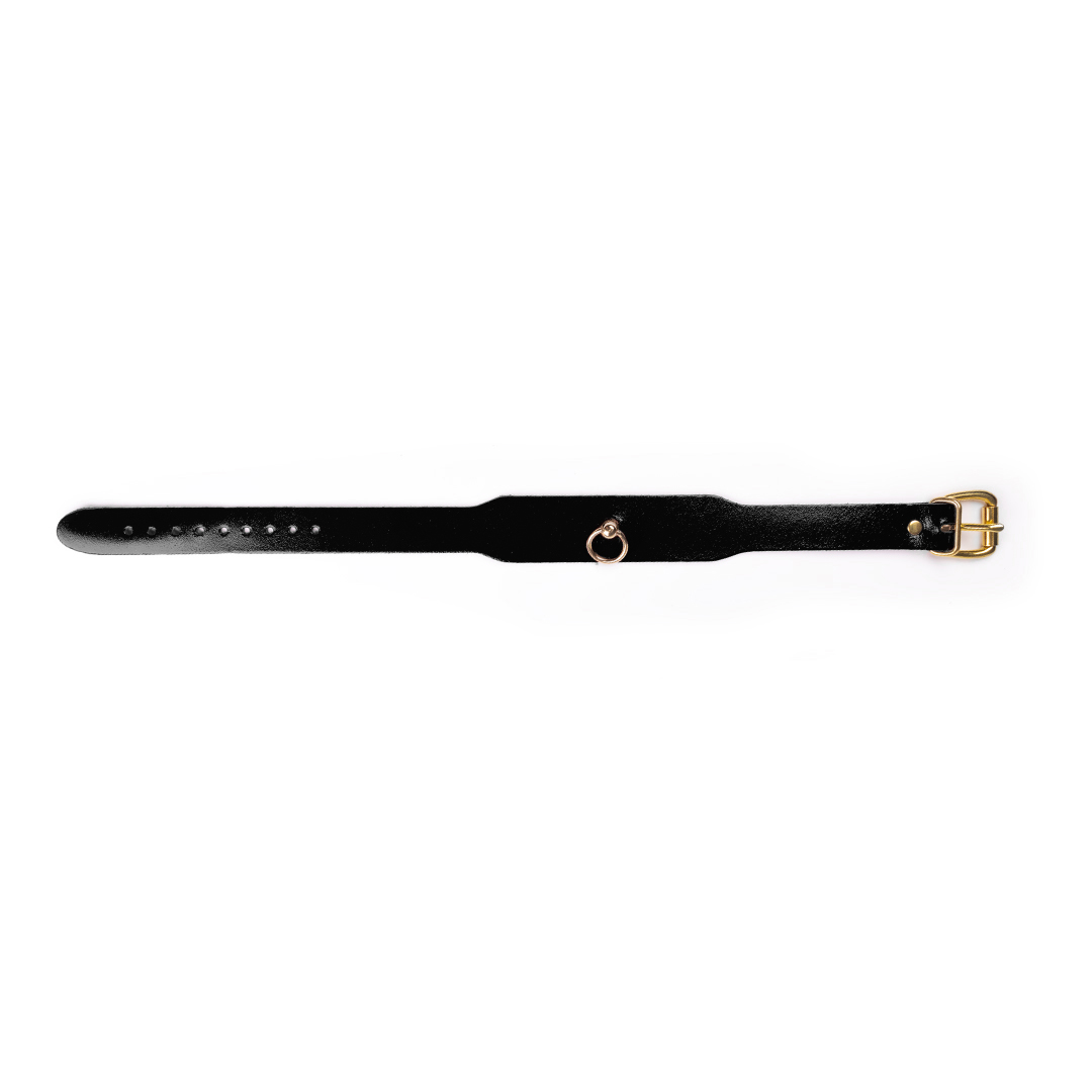 Leather collar black/gold