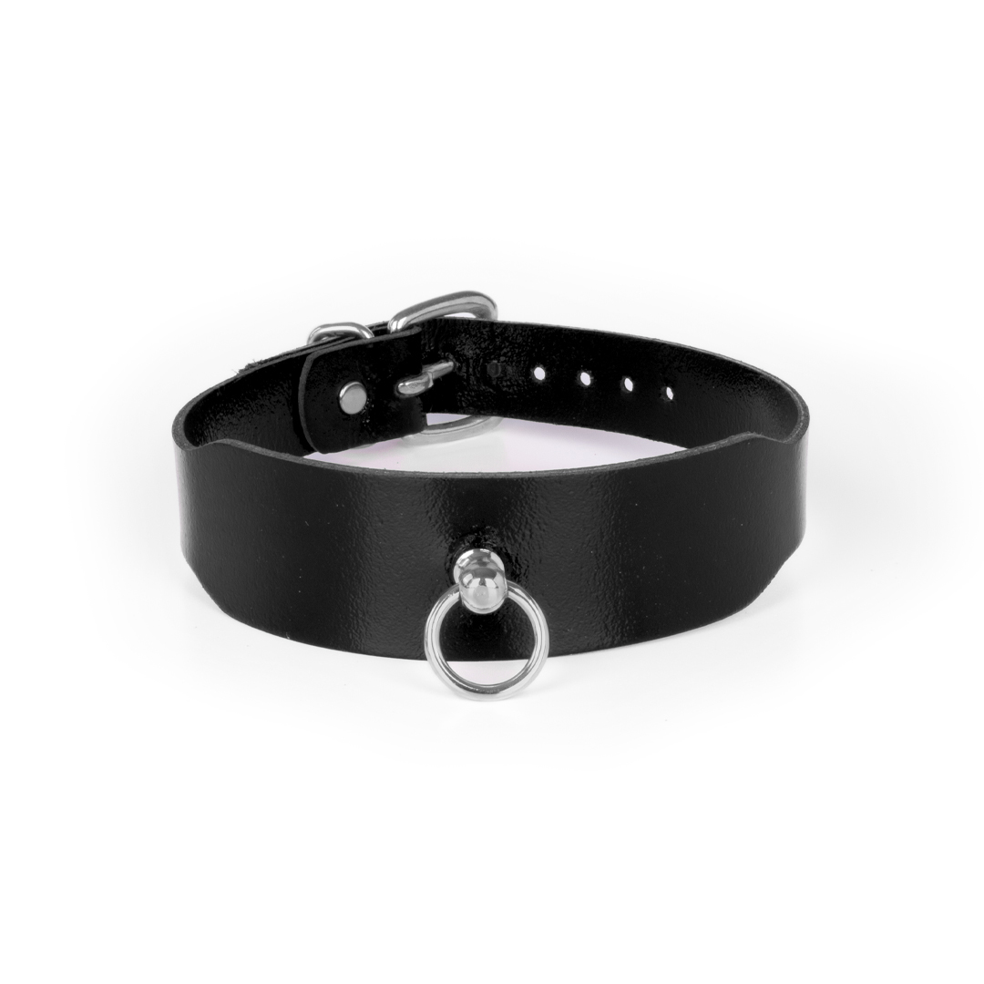 Leather collar black/silver