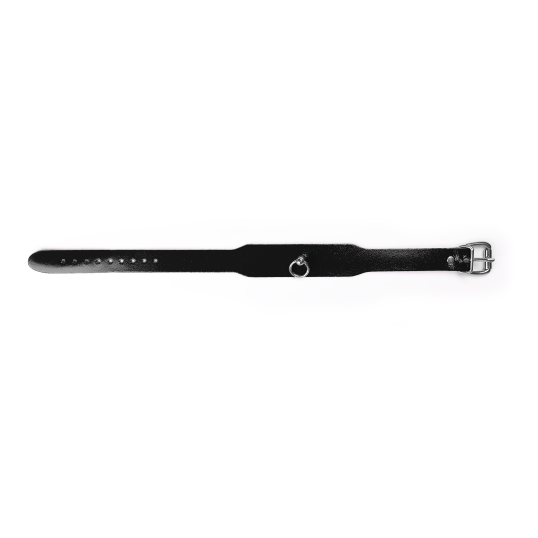 Leather collar black/silver