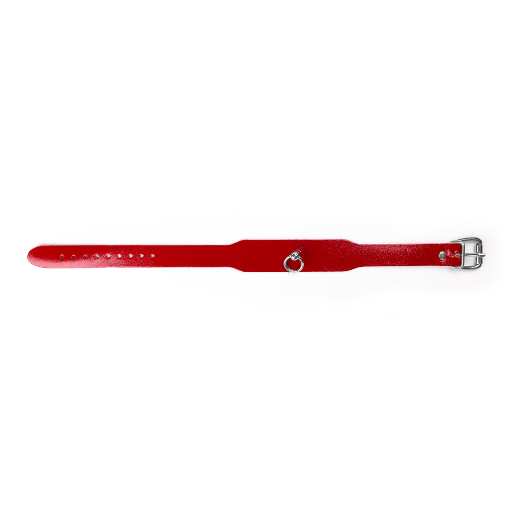 Leather collar cherry/silver