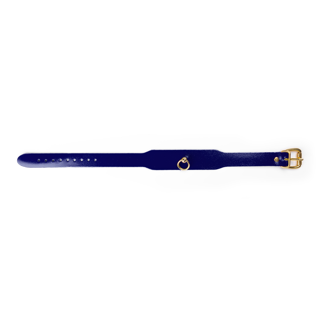 Leather collar indigo/gold