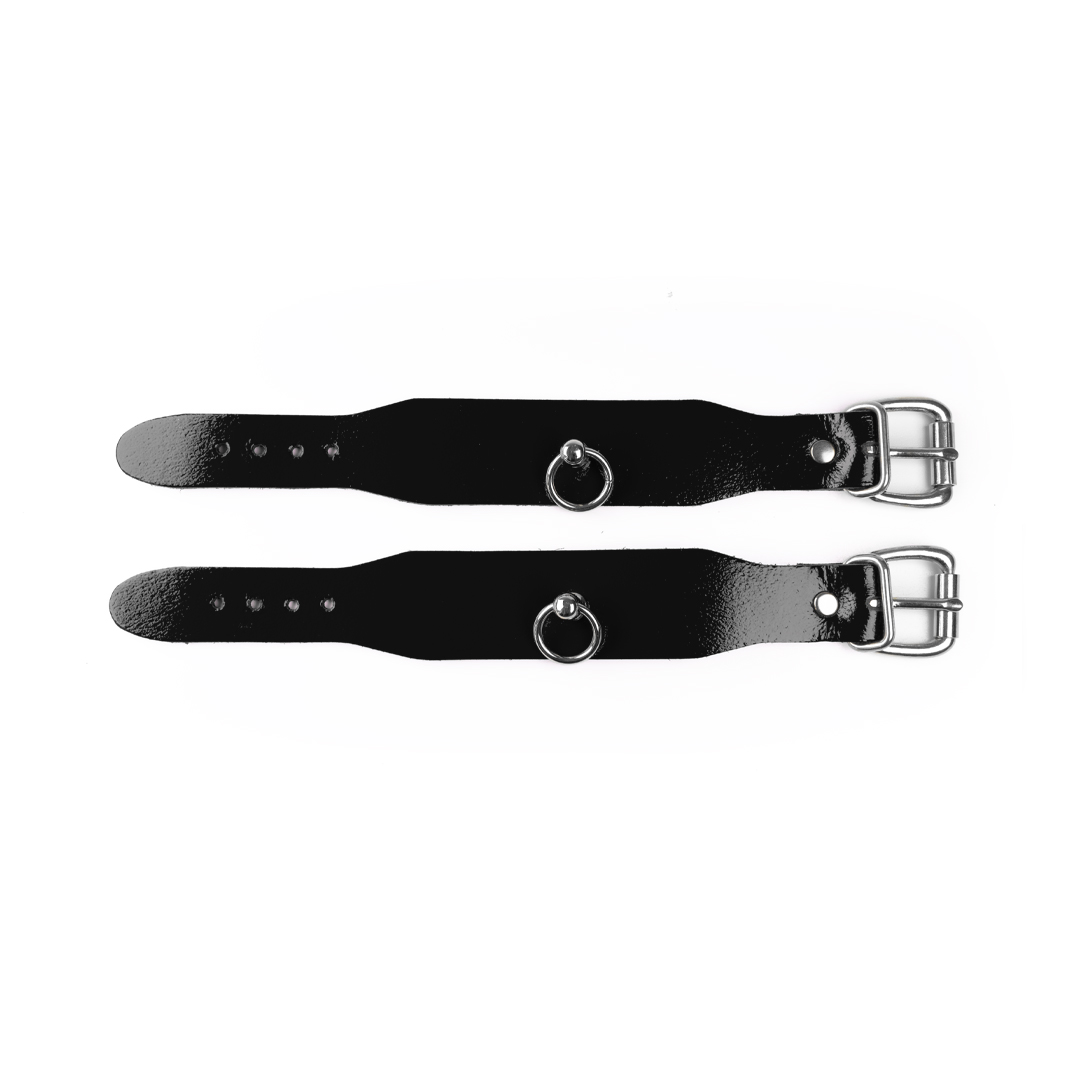 10501S-b2c_5 Leather handcuffs black/silver