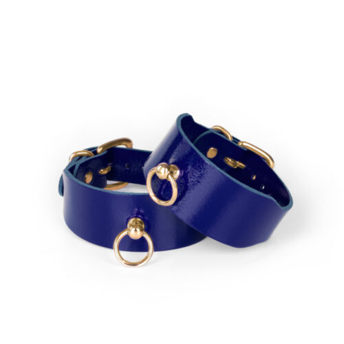 10603G-b2c-_2 Lederfußfesseln, Indigo/Gold