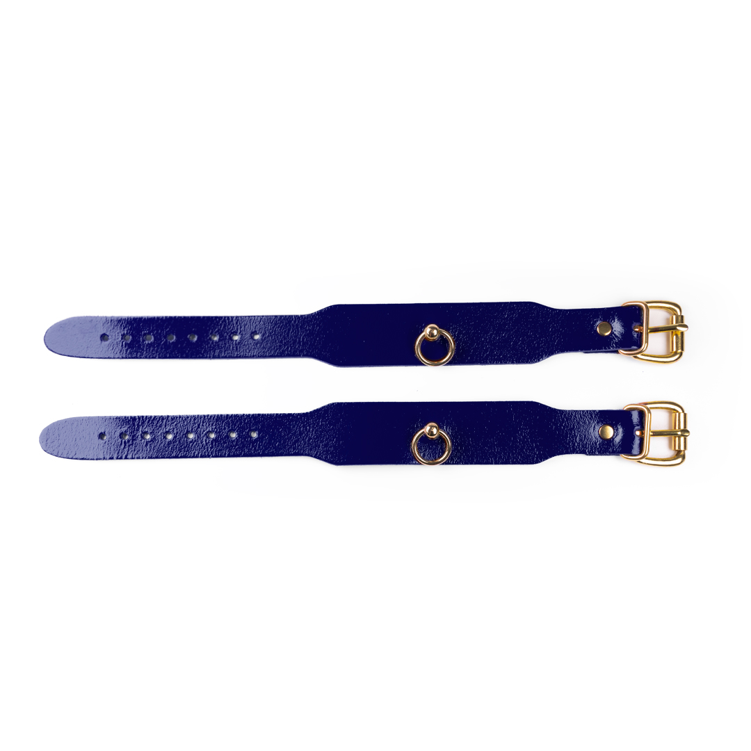 10603G-b2c-_3 Lederfußfesseln, Indigo/Gold