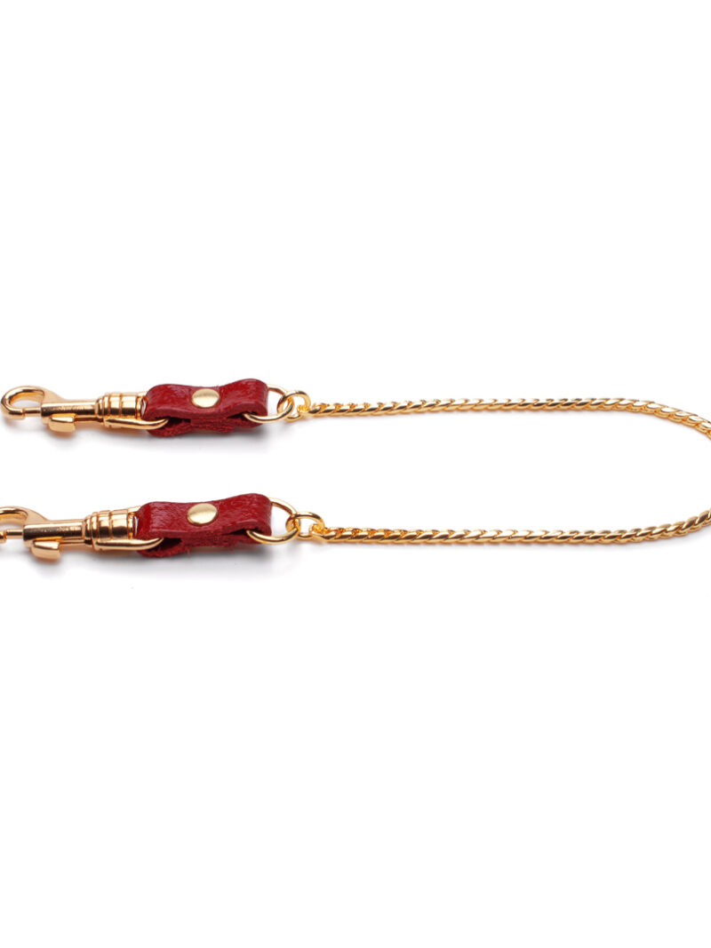 Kette mit Karabiner, Kirschrot/Gold