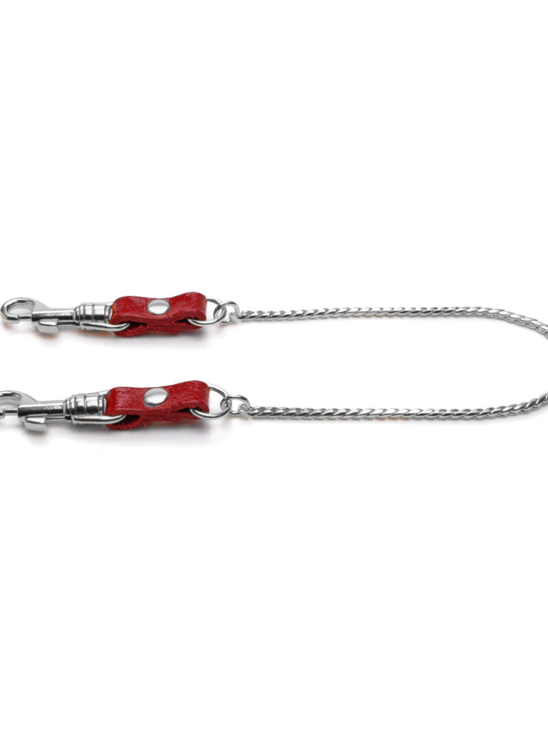 Kette mit Karabiner, Kirschrot/Silber