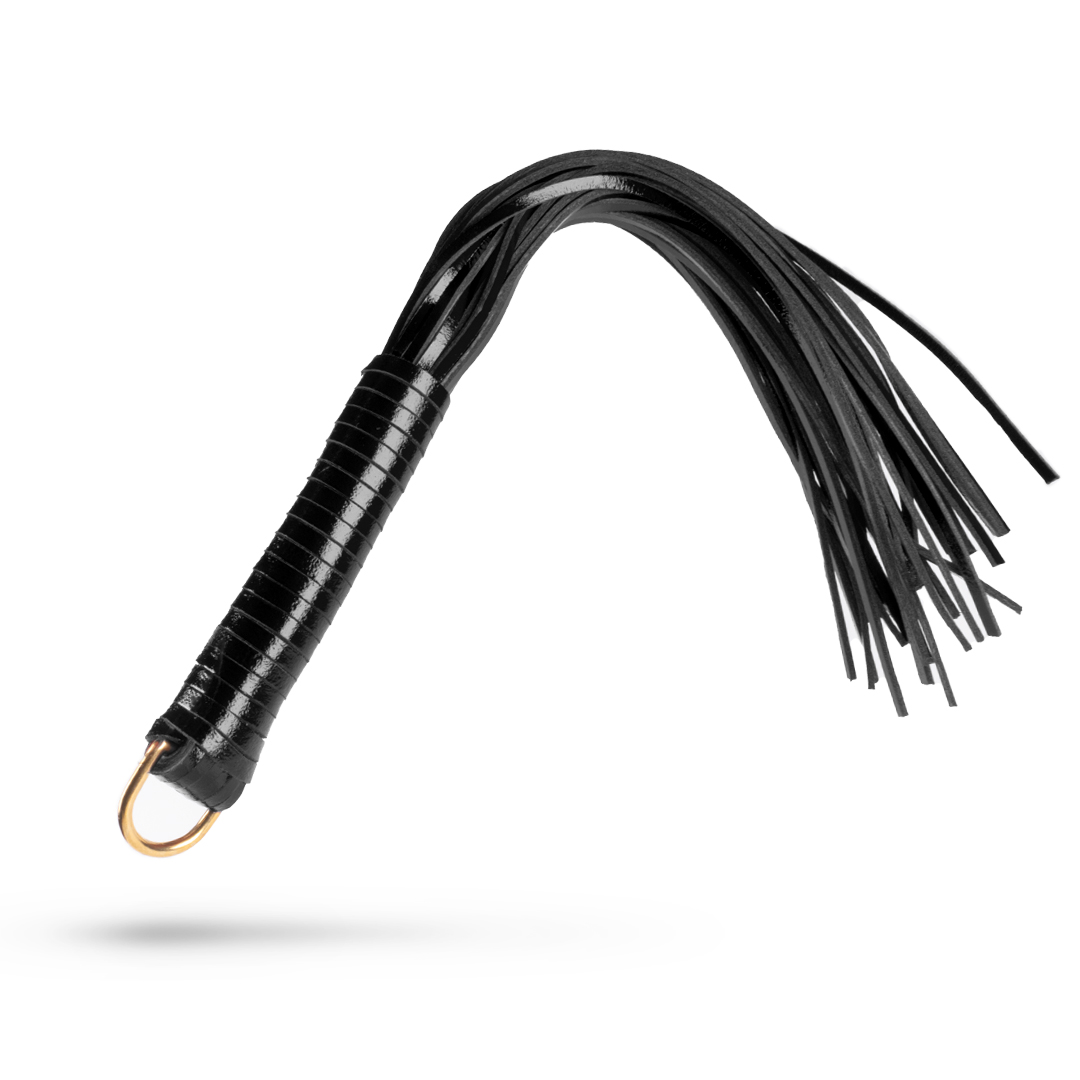 Leather whip black/gold